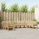 vidaXL Set canapele gradina modulare 10 piese exterior cu perne lemn acacia alb bej