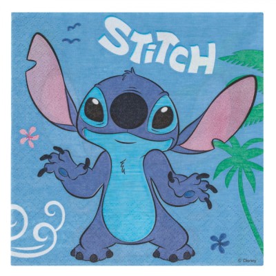 șervețele Masă Disney Stitch, Set 16 Bucăți, Albastru, 33x33cm, 2 Straturi foto