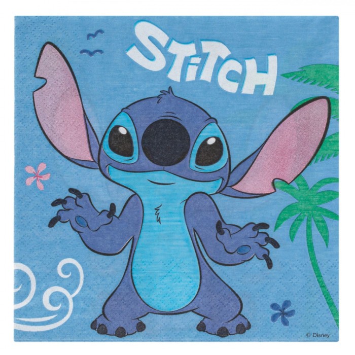 șervețele Masă Disney Stitch, Set 16 Bucăți, Albastru, 33x33cm, 2 Straturi