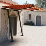 vidaXL Copertină automată cu senzor v&acirc;nt&amp;LED, portocaliu/maro, 3x2,5 m