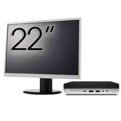 Pachet Calculator Second Hand HP EliteDesk 800 G3 Mini PC, Intel Core i7-7700T 2.90 - 3.80GHz, 8GB DDR4, 256GB SSD, Wi-Fi + Monitor 22 Inch foto
