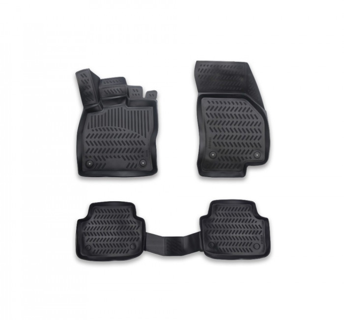 Set 4 Buc. Covorase din Cauciuc Tavita Compatibile VW Passat B8 2015-&gt;2023, Negru