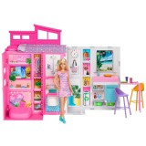 Set de joaca Barbie Getaway House, Casa Barbie cu papusa inclusa, Mattel