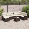 VidaXL Set de canapele pentru grădină cu pernă 9 pcs Maro Rattan poli