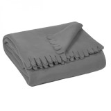 Patura Fleece, Zola&reg;, 130 x 160, gri cu franjuri