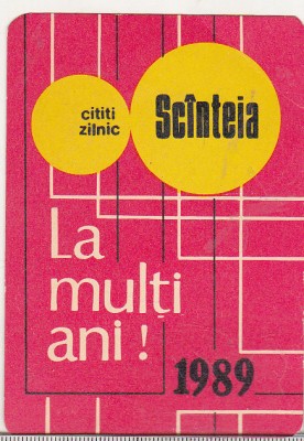 bnk cld Calendar de buzunar - 1989 - Scanteia foto