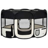 Cumpara ieftin Tarc de caini pliabil cu sac de transport, negru, 145x145x61 cm