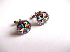 Butoni motiv traditional culori multicolore, butoni camasa barbati 33410
