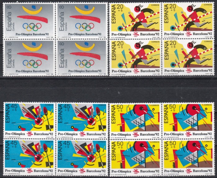 Spania 1988 - Jocurile Olimpice de vară - Barcelona, ​​Spania, Bloc de 4, MNH