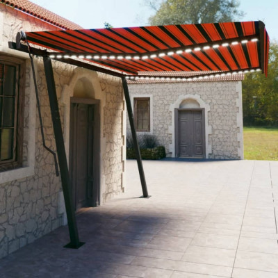 Copertina retractabila manual, cu LED, portocaliu/maro 4,5x3 m GartenMobel Dekor foto