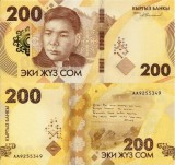 Bancnota Kyrgyzstan 200 Som 2023 UNC, Asia, Noua