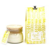 Lumanare Soia Citrice 180g, Capac Lemn, Parfum Natural, Cadou, Boho, Artizanala, Vegana, Ardere 30h, Lamaie, Portocala, Grapefruit