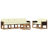 vidaXL Set de canapele de exterior cu pernă 7 pcs Natural și Crem 3381782
