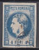 ROMANIA 1868 LP 23 REGELE CAROL I CU FAVORITI 4 BANI ALBASTRU STAMPILAT