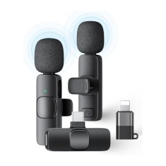 Microfon Dublu Wireless K9 Prof de Lavariera - Tip C / iPhone
