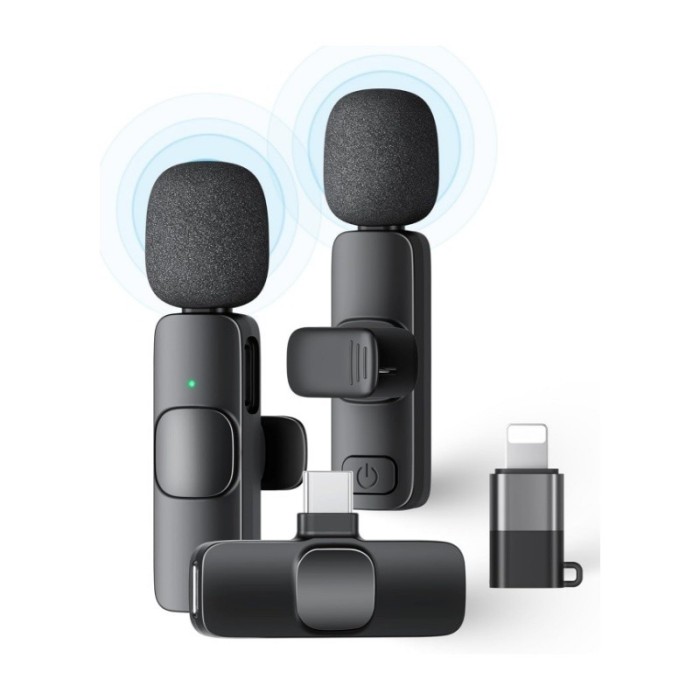 Microfon Dublu Wireless K9 Prof de Lavariera - Tip C / iPhone