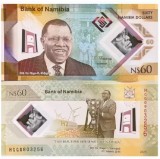 !!! NAMIBIA - 60 DOLARI 2025 , COMM. 60 DE ANI DE EXCELENTA - P 19 - UNC / POLIMER // NU TRIMIT PRIN CURIER