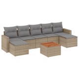 Cumpara ieftin Set canapele de gradina, 8 piese, cu perne, bej, poliratan