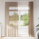 vidaXL Perdele Voile cu buzunare pentru bare 2 buc maro deschis 4102223