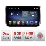 Navigatie Android Peugeot 208/2008 cu GPS, 4G, CarPlay, 8GB RAM si 128GB