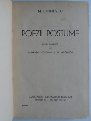 Poezii Postume, Mihai Eminescu foto