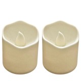 Set 2 lumanari LED ivoire 3.9 x 3.6 cm, lumina galbena efect flacara, 4 baterii LR1130 AG10 incluse, decor pentru masa, casa, aniversari si evenimente