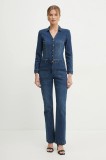 Morgan salopeta jeans PCHALA culoarea albastru marin, cu guler, PCHALA
