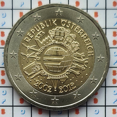 Austria 2 euro 2012 UNC - 10 Years of Euro - km 3205 - E001 foto