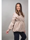 GEACA SCURTA FOITA TIP TRENCI CU ELASTIC IN TALIE BAGNOLO Bej Deschis TALIE UNICA
