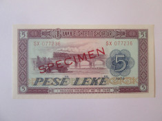 Albania 5 Leke 1976 Specimen UNC foto