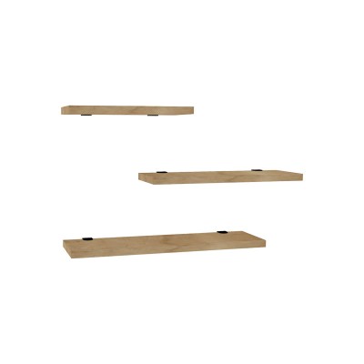 Raft perete Leila set de 3 pachet din melamina in nuanta Naturala 40x14x2cm foto