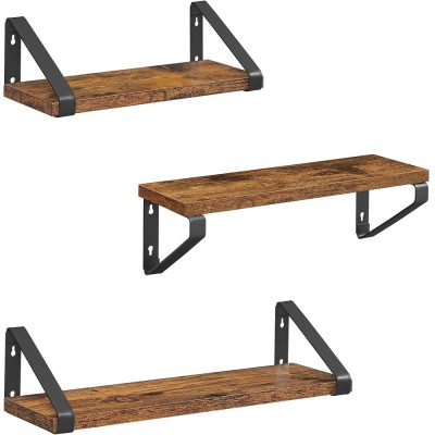 VASAGLE Raft de perete, set 3 bucati 30cm, 35cm si 40cm, 2 moduri de montare, maro rustic si negru Household NewTrend foto