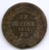 Franta 1 decime 1814 BB - Napoleon I, Litera N, Bronz, 25 g, 32 mm, KM-700, Europa