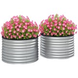Outsunny Set de 2 jardiniere ridicate, din oțel galvanizat, cu fund deschis, 90 x 90 x 56 cm, argintie | Aosom Romania