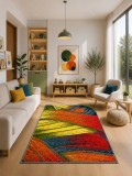 Cumpara ieftin Covor Camera Copii Feather 11018-140, Marime 80 x 150 cm, Multicolor, Inaltime Fir 9 mm, Antialergic, Polipropilena, Gradinita, Cresa, Loc de Joaca