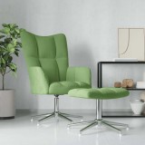 vidaXL Scaun de relaxare cu taburet, verde deschis, catifea 328131