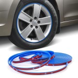 Inele de protectie si decor jante, adezive, din plastic flexibil - albastru, AVEX