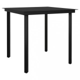Cumpara ieftin Masa de bucatarie de gradina, negru, 80x80x74 cm, otel/sticla