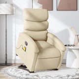 Fotoliu Masaj Rabatabil cu Ridicare Gossi, Crem, Material Textil, 6 Puncte Masaj, Telecomanda, Suport Lombar, Relaxare Maxima