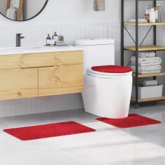vidaXL Covoraș de baie 3 pcs Roșu 50 x 50 cm Polipropilenă