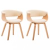 Scaune de bucatarie, 2 buc, crem, lemn curbat &amp; piele ecologica