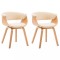 Scaune de bucatarie, 2 buc, crem, lemn curbat &amp; piele ecologica