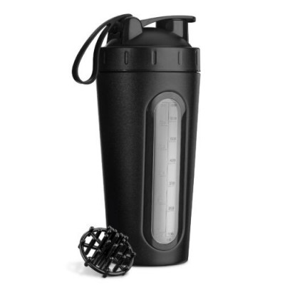 Shaker pentru proteine din otel inoxidabil Navaris, 750 ml, Negru, 52703.2.01 foto