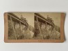 Rar!!! STEREOGRAFIE veche LOCOMOTIVA pe pod cale ferata, anii 1891, USA, America de Nord, Sepia, Transporturi