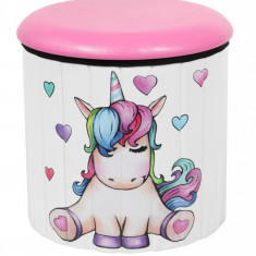 Taburet pliabil Unicorn, Heinner Home, Ø38x38 cm, PVC, multicolor