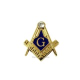 Pin Masonic Miniatura cu Zirconiu &ndash; Auriu 10mm | PIN095