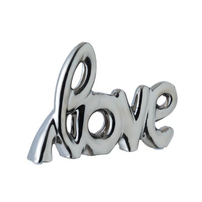 Decoratiune din ceramica, 15x11.5 cm, Love, Argintiu, ATU-084771 foto