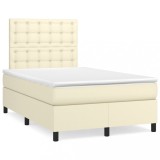 Cumpara ieftin Pat box spring cu saltea, crem, 120x200 cm, piele ecologica