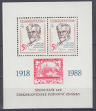 CEHOSLOVACIA 1988 EXPOZITIA FILATELICA PRAGA 88 BLOC DANTELAT MNH