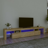 VidaXL Comodă TV cu lumini LED, stejar sonoma, 215x36,5x40cm
